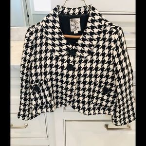 Tulle Black & White Houndstooth Cropped Blazer